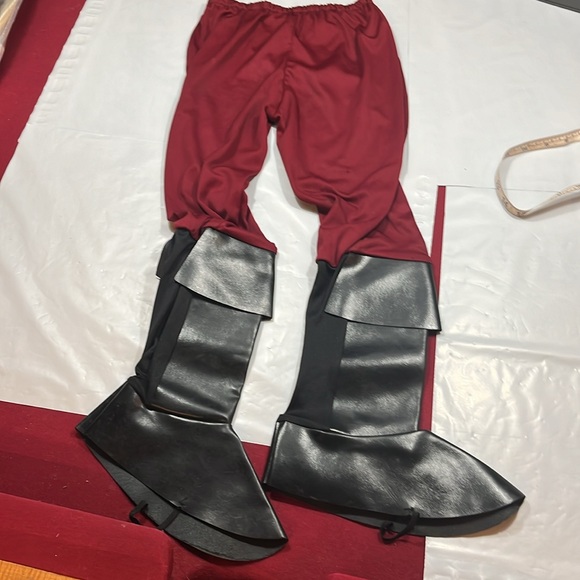 Pirate PANTS burgundy BLACK BOOT COVERS older boys stretchy waist 21”inseam pant - Picture 9 of 9